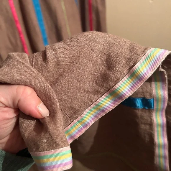 Vintage Handmade Linen Ribbon Prairie Dress - Picture 2 of 7